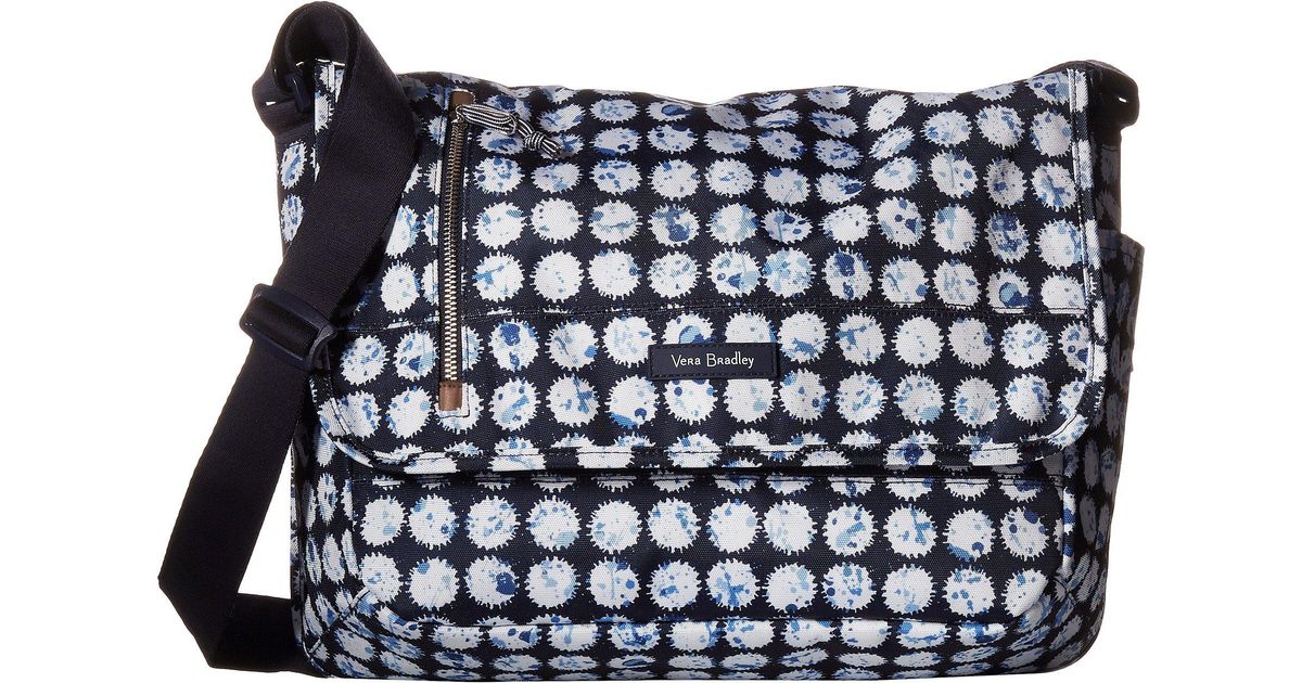 Vera Bradley Blue Lighten Up Rfid Laptop Messenger Splash Dot Bags