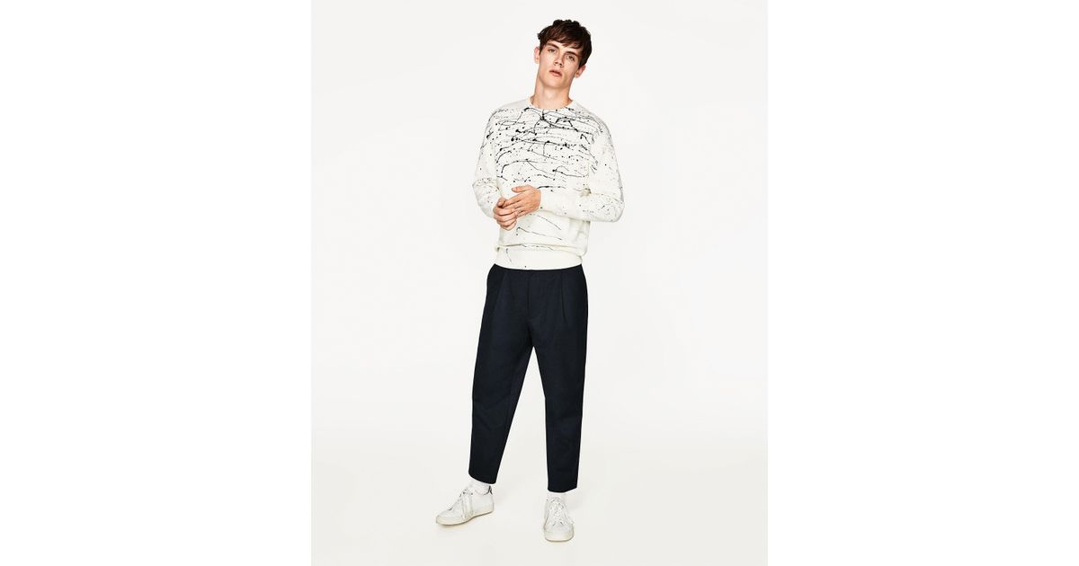 zara coat paint in Splatter White Zara  Paint Lyst Sweater  for Men