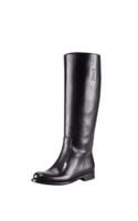 Prada Logo Flat Riding Boot Nero in Black | Lyst