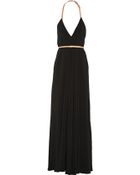 Gucci Pleated Silkgeorgette and Velvet Gown in Black | Lyst