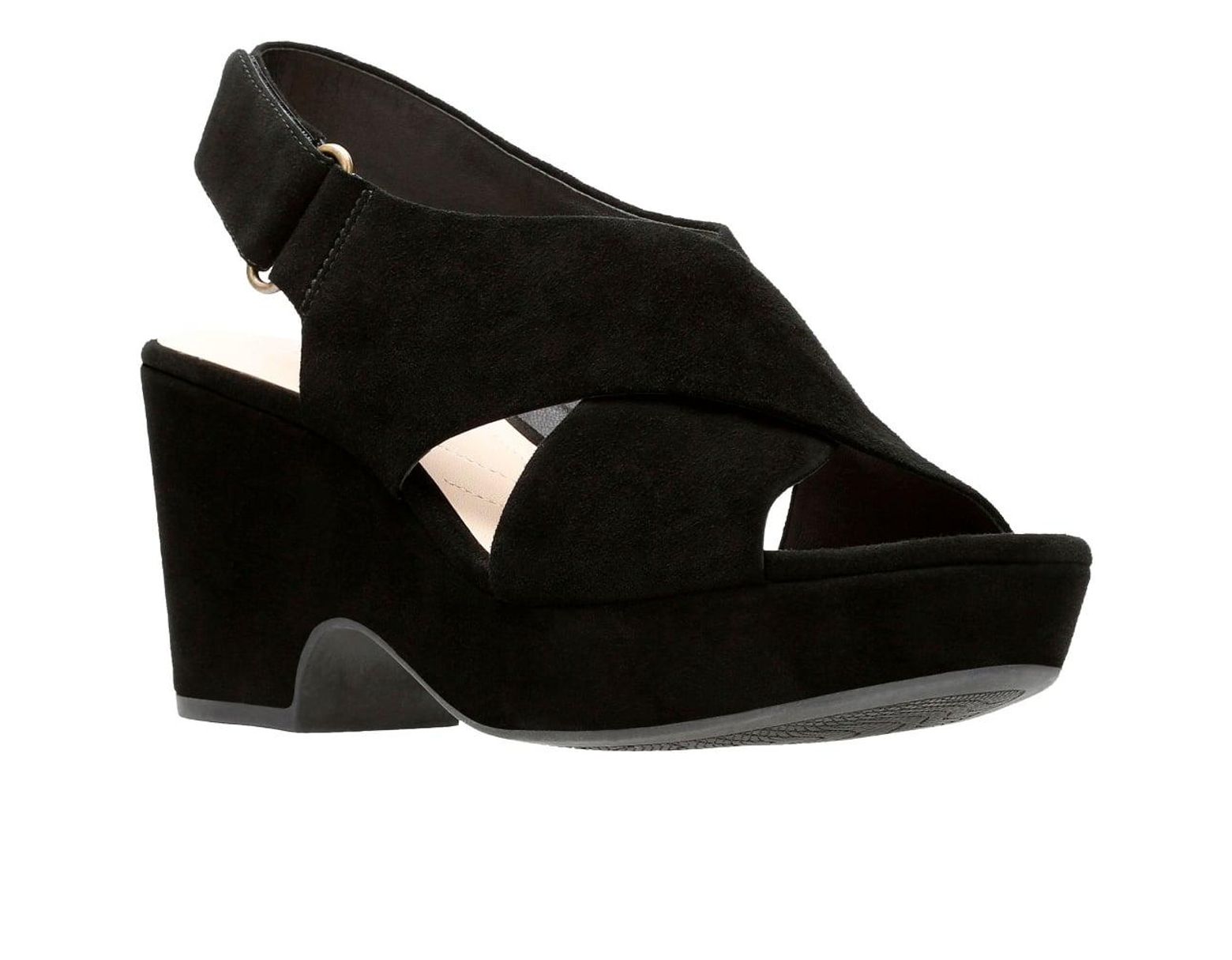 clarks black sandals wide fit