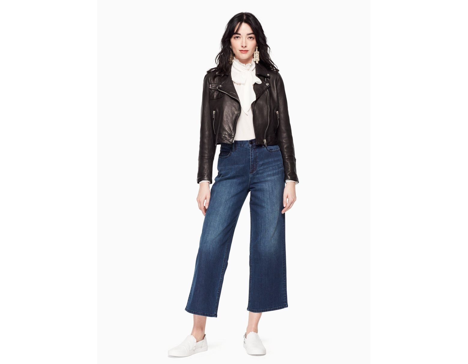 Kate Spade Leather Moto Jacket In Black Save 30 Lyst