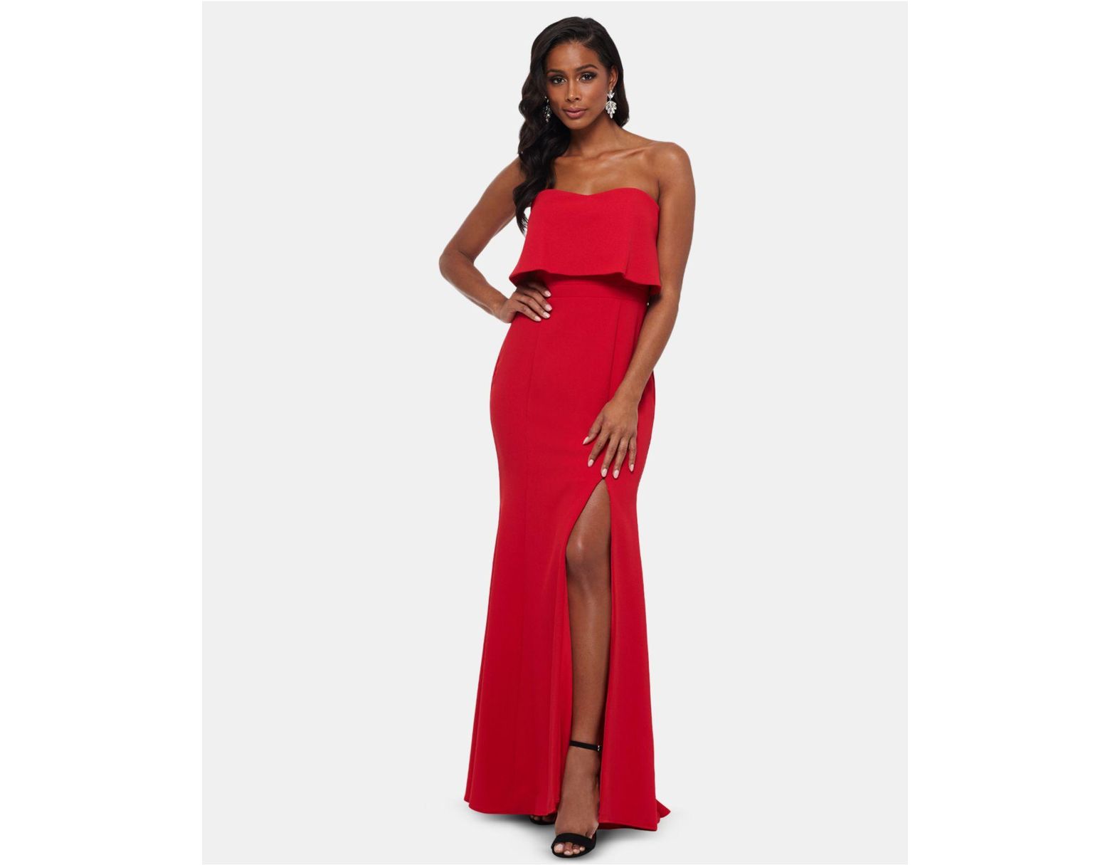 macys red evening gowns