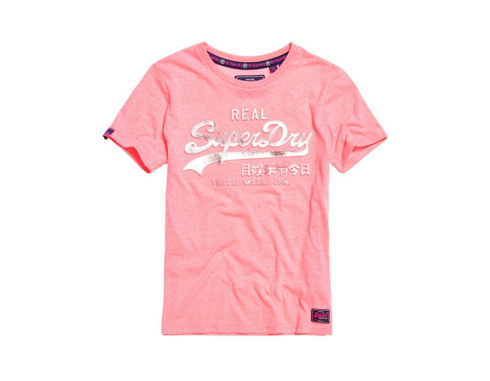 Superdry Ladies Vintage Logo Embossed Foil T-Shirt in Mint