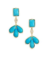 Ila & I | Blue Deni Turquoise, Diamonds & 14K Yellow Gold Earrings | Lyst