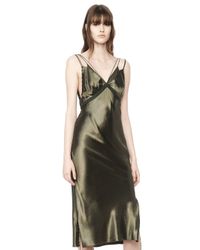 Alexander Wang | Green Satin Slip Dress | Lyst