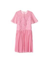 Rebecca Taylor - Pink Short Sleeve Floral Embroidery Dress - Lyst