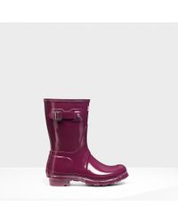 HUNTER | Purple Original Gloss Short Boots | Lyst