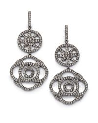 Adriana Orsini | Metallic Pavé Crystal Medallion Drop Earrings | Lyst