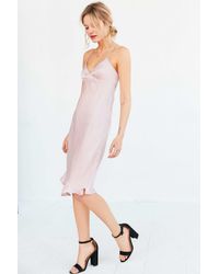 midi satin dress noise silence alicia slip pink lyst featured