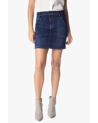 7 For All Mankind Fashion Skirt With Pop Stitch In Dark Rich Vibrant Blue 2