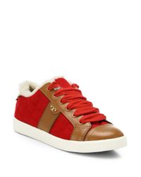 Tory Burch | Brown Oliver Mixed-media Sneakers | Lyst