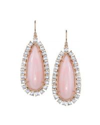 Irene Neuwirth | 18k Rose Gold Earrings Set With Pink Opal Surrounded By Rose Cut Diamonds (4.05 Cts) | Lyst