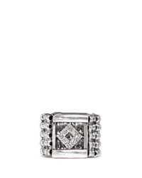 Philippe Audibert | Metallic Lazar Square-diamond Frame Rhinestone Ring | Lyst