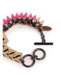 Venna | Pink Crystal Pavé Tiger Spike Bracelet | Lyst