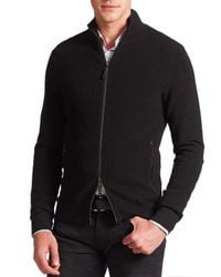 Michael Kors | Black Leather-trimmed Wool-blend Sweater for Men | Lyst