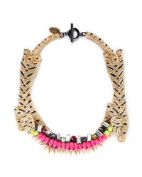 Venna | Multicolor Crystal Pavé Tiger Spike Crystal Necklace | Lyst