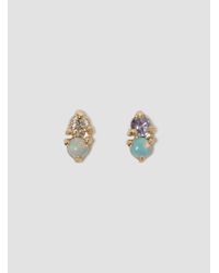 Wwake | Metallic Mismatched Two Step Earrings Opal & Diamond & Tan | Lyst