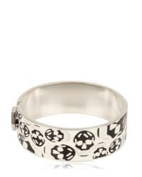 Alexander McQueen | White Enamel And Brass Skull Bracelet | Lyst