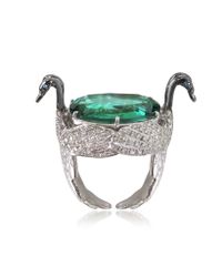Bernard Delettrez - Metallic Swan Fluorite And Gold Ring - Lyst