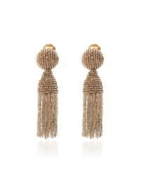 Oscar de la Renta | Metallic Beaded Tassel Earrings | Lyst