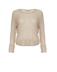 Alice + Olivia - Brown Textured Crop Crewneck - Lyst