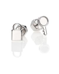 Marc By Marc Jacobs | Metallic Tiny Lock & Key Stud Earrings | Lyst