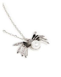 Kenneth Jay Lane | Metallic Crystal Pavé Faux Pearl Spider Necklace | Lyst