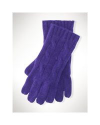 Polo Ralph Lauren | Purple Cable-knit Cashmere Gloves | Lyst