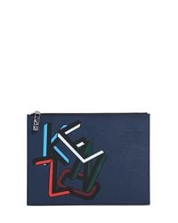 KENZO | Blue Printed Leather Pouch | Lyst