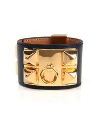Hermès | Black Calfskin Leather Collier De Chien Bracelet | Lyst