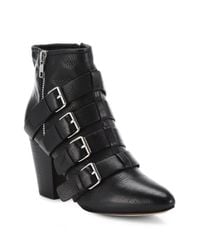 Rebecca Minkoff | Black Audrey Buckled Leather Booties | Lyst