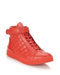 Susudio | Red Diamond Quilted Leather High-top Sneakers for Men | Lyst