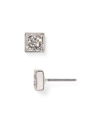 Pink Pony | Silver Lauren Square Stud Earrings | Lyst