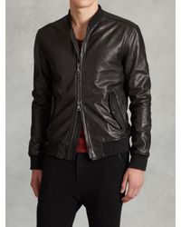 John Varvatos | Black Leather Bomber for Men | Lyst