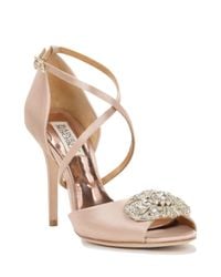 Badgley Mischka | Pink Sari Strappy Satin Evening Shoe | Lyst