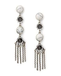 Rebecca Minkoff | White Dual Stone Fringe Drop Earring | Lyst