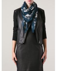 Alexander McQueen | Blue Skull-print Chiffon Scarf | Lyst