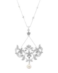 Lyst - Nadri Faux Pearl and Crystal Lariat Necklace in Metallic