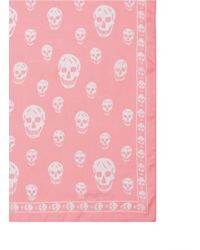 Alexander McQueen | Pink Classic Skull Silk Chiffon Scarf | Lyst