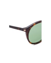 Saint Laurent | Brown Round Sunglasses - Havana/green | Lyst