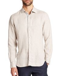 Saks Fifth Avenue | Orange Linen Sportshirt for Men | Lyst