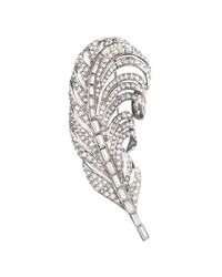 Oscar de la Renta | Metallic Swarovski Crystal Feather Brooch | Lyst
