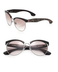 Miu Miu | Black Oversized 56mm Round Sunglasses | Lyst