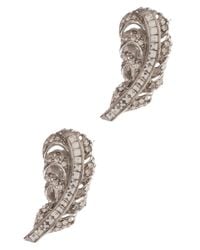 Oscar de la Renta | Metallic Feather Crystal Earrings | Lyst