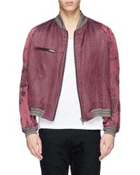Haider Ackermann | Red Floral Sleeve Herringbone Linen-Silk Bomber Jacket for Men | Lyst