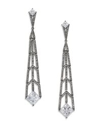 Adriana Orsini | Metallic Deco Pave Linear Drop Earrings/gunmetal-tone | Lyst