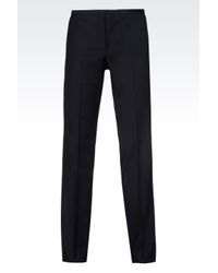 Emporio Armani | Black Worsted Wool Trousers for Men | Lyst