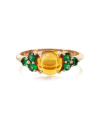 Mia & Beverly - Green Citrine Quartz And Sapphires 18k Rose Gold Ring - Lyst
