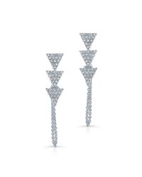 Anne Sisteron - 14kt White Gold Diamond Stacked Triangle Chain Earrings - Lyst